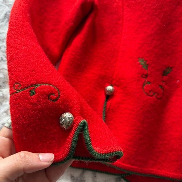 Vintage REd Embroidered Wool cardigan blazer made in Austria - Picture 6 of 6